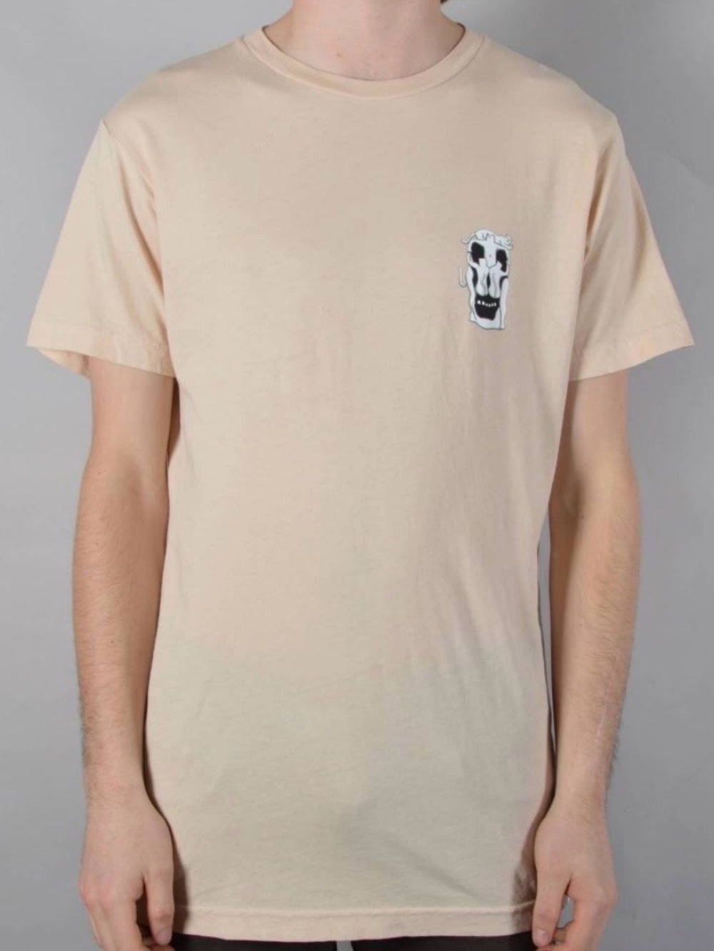 Ripndip Beige Tee with Black & White Skull-Cats Graphic